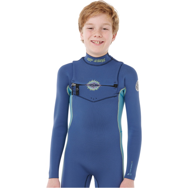 2026 Rip Curl Junior Dawn Patrol 3/2mm Chest Zip Wetsuit 147BFS - Light Navy